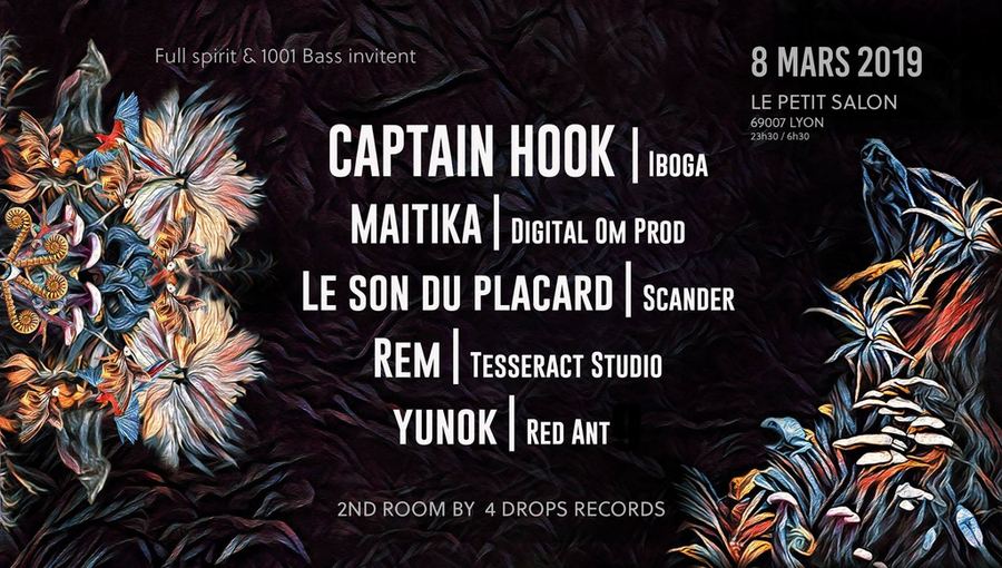 Flyer Full Spirit et 1001 Bass au Petit Salon, Lyon, 2019